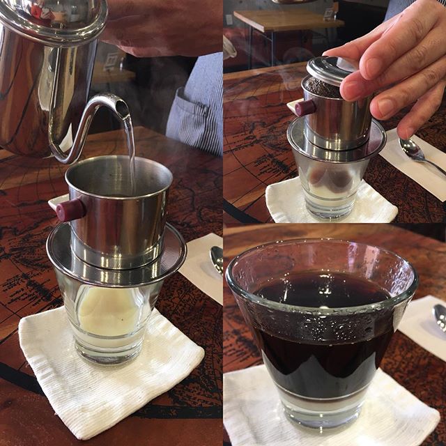 濃いめのコーヒーとコンデスミルクの甘さとの味のグラデーション、他のコーヒー(ドリンク)とまた違う美味しいさ(^^) また飲みたくなるね #撮り溜め #coffee #ベトナムコーヒー  #Cà phê #ベトナム式コーヒー  #ベトナムカフェ